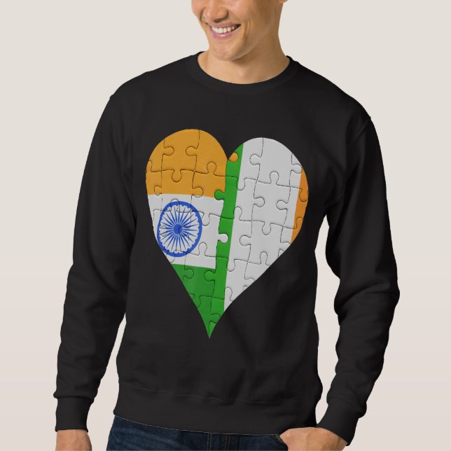 Indian Irish Flag Heart Sweatshirt (Vorderseite)