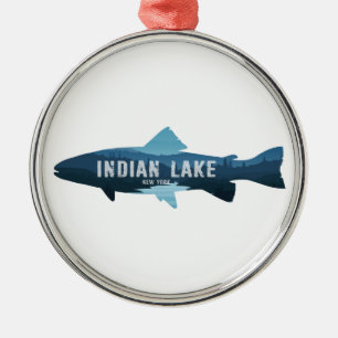 Indian Lake New York Fish Ornament Aus Metall