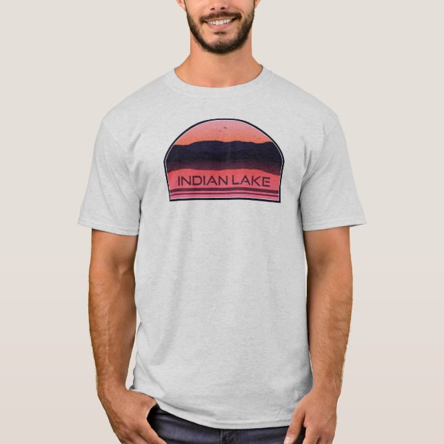 Indian Lake New York Red Sunrise T-Shirt (Vorderseite)