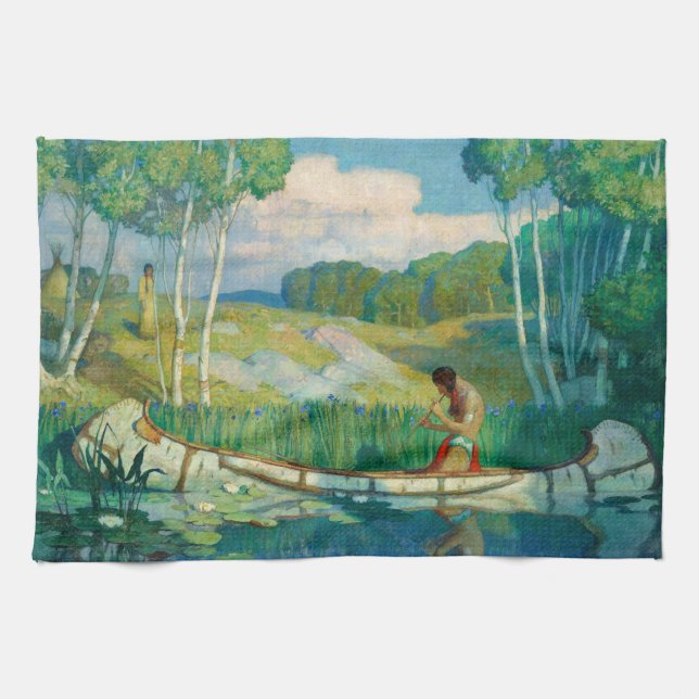 Indian Liebe Call von Newell Convers Wyeth Geschirrtuch (Horizontal)