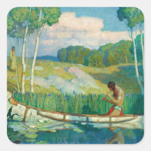 Indian Liebe Call von Newell Convers Wyeth Quadratischer Aufkleber