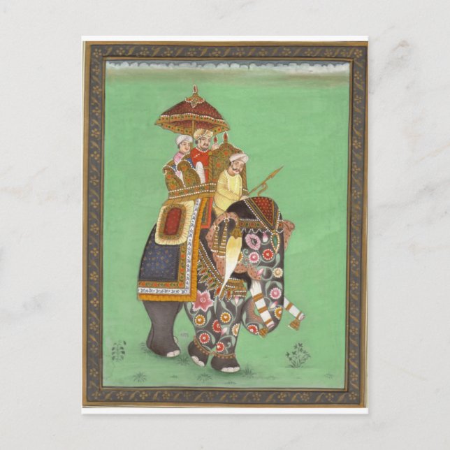 INDIAN MAHARAJAH ZUM DEKORIERTEN ROYAL ELEPHANT POSTKARTE (Vorderseite)