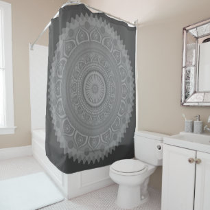 Indian mandala Blue in Grau Duschvorhang