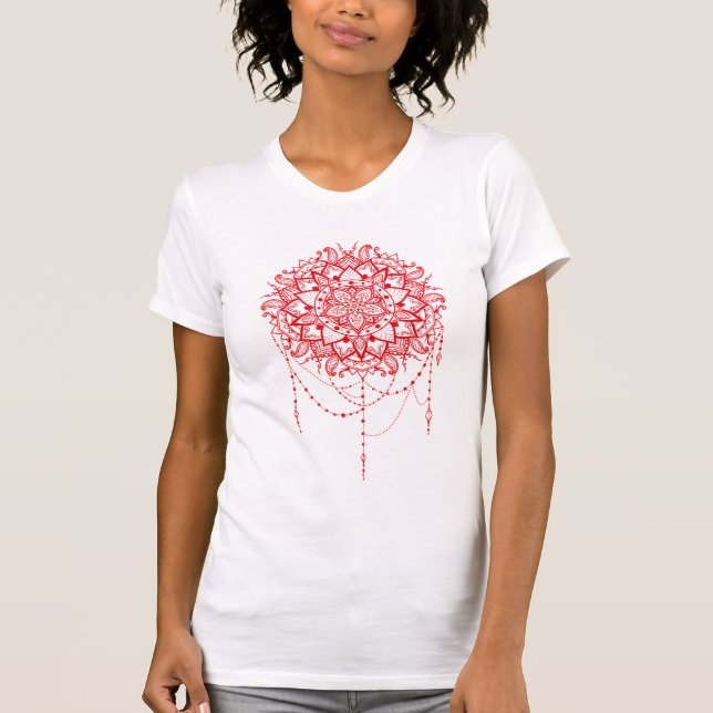 Indian Mandala burgundy Art T-Shirt (Vorderseite)