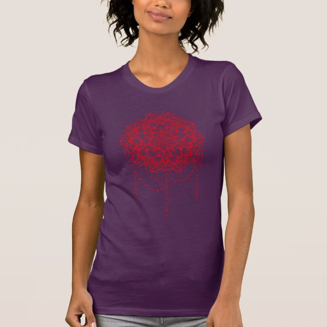 Indian Mandala burgundy Art T-Shirt (Vorderseite)