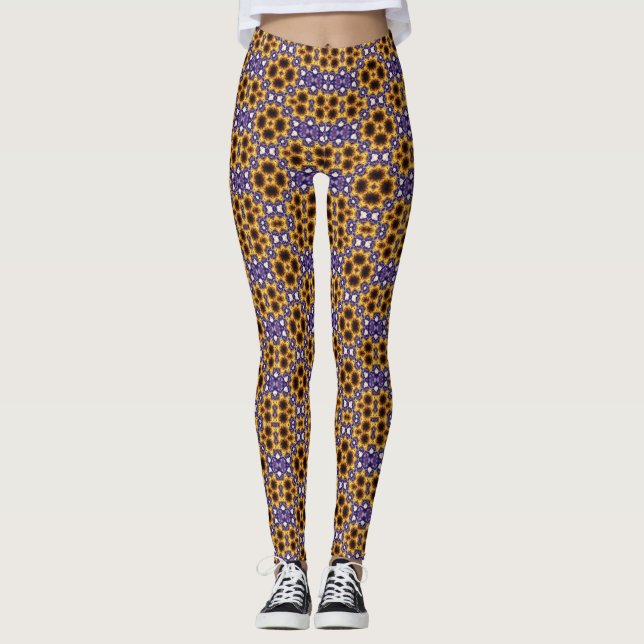 Indian Mandala Geometric Art Deco Seamless Pattern Leggings (Vorderseite)