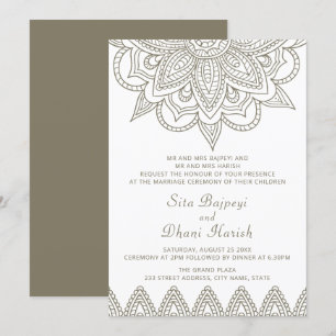 Indian Mehndi Hindu Elegant Stilvolle Grüne Hochze Einladung