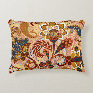 Indian Paisley: Blumenbraun Vintag Dekokissen