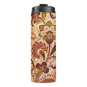 Indian Paisley: Blumenbraun Vintag Thermosbecher