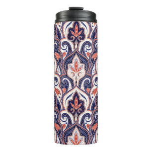 Indian Paisley: Blumenmedaille Nahtlos. Thermosbecher