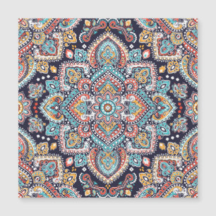 Indian Paisley: Ethnisches Mandala Muster Magnetkarte
