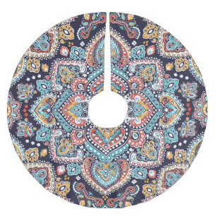 Indian Paisley: Ethnisches Mandala Muster Polyester Weihnachtsbaumdecke