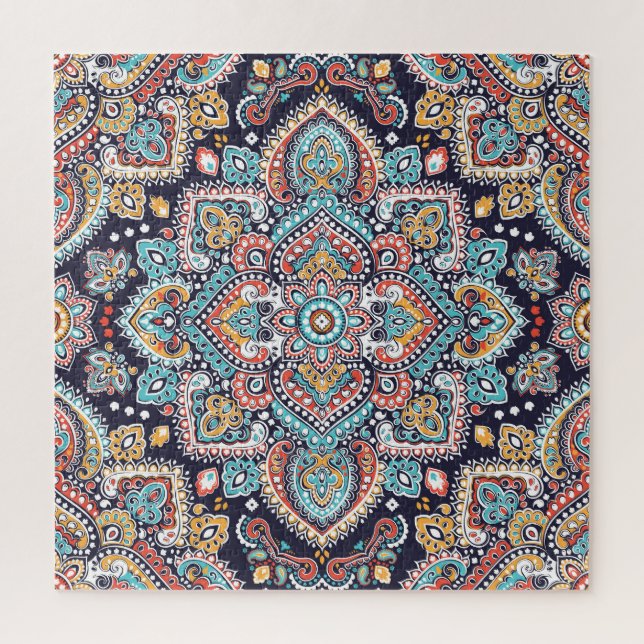 Indian Paisley: Ethnisches Mandala Muster Puzzle (Vertikal)