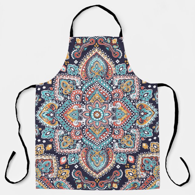 Indian Paisley: Ethnisches Mandala Muster Schürze (Vorderseite)