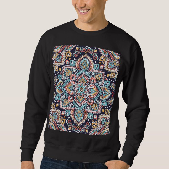 Indian Paisley: Ethnisches Mandala Muster Sweatshirt (Vorderseite)