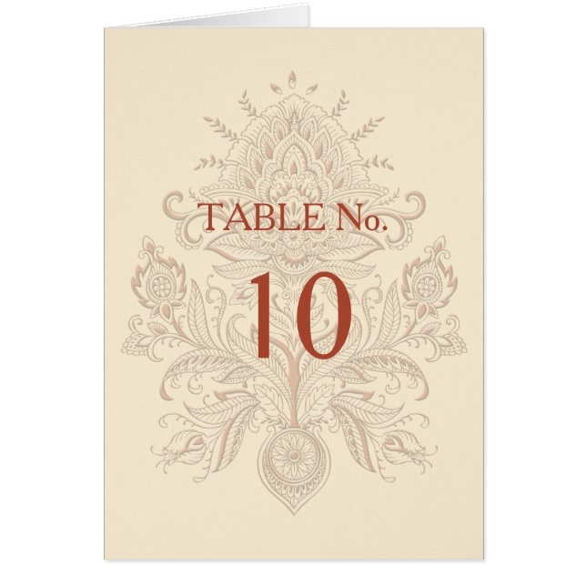 Indian Paisley - Tischnummer Card (Vorne)