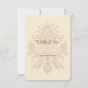 Indian Paisley - Tischnummer Card