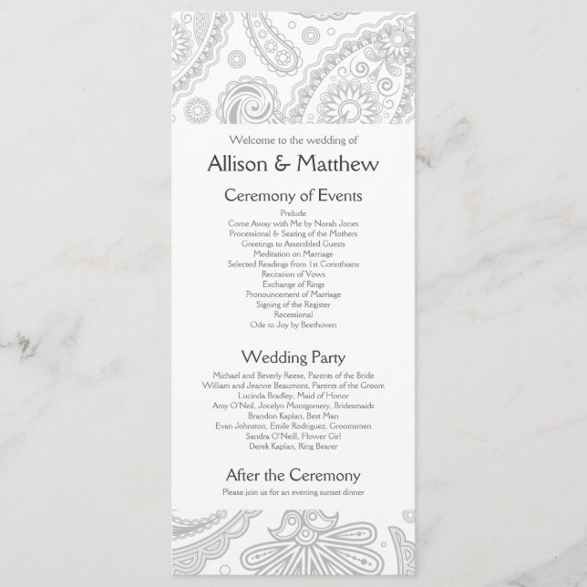 Indian Paisley Wedding Program Programm (Vorderseite)