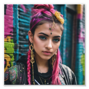 Indian Pakistani Beautiful Alternative Punk Girl Fotodruck