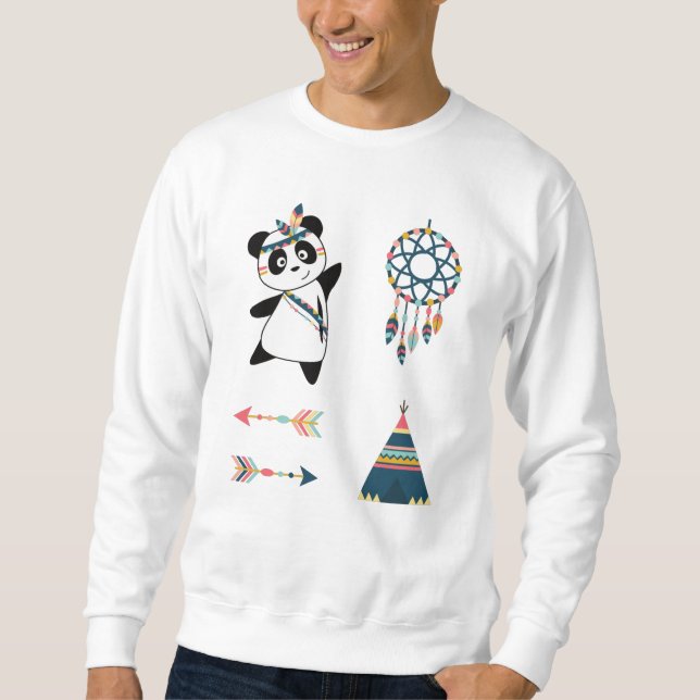 Indian Panda Bear Sticker Set Teepe Sweatshirt (Vorderseite)
