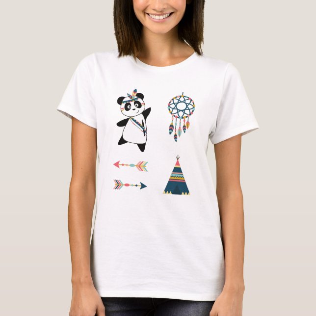 Indian Panda Bear Sticker Set Teepe T-Shirt (Vorderseite)