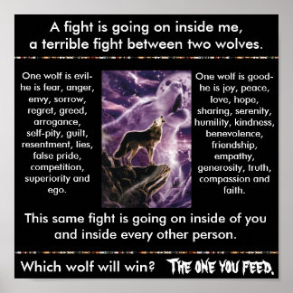 Indian Parable: Zwei Wölfe Poster