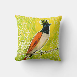 Indian Paradise Flycatcher Tropical Bird Yellow Kissen