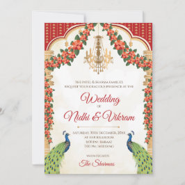 Indian Peacock Einladungen & Hindu Hochzeitkarten