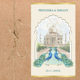 Indian Peacock Gold Taj Mahal Ästhetische Hochzeit Rechteckiger Aufkleber
