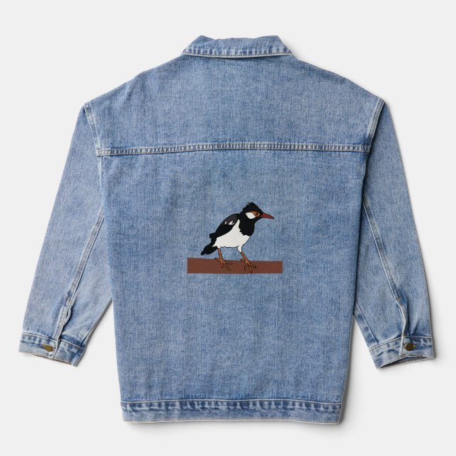 Indian Pied Myna Bird Art Jeansjacke (Rückseite)