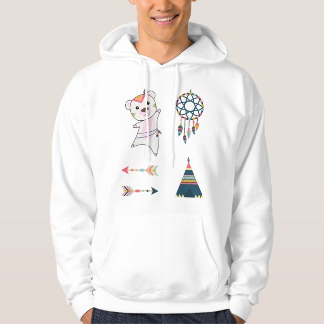 Indian Polar Bear Sticker Set Bär Dreamcatcher Hoodie (Vorderseite)