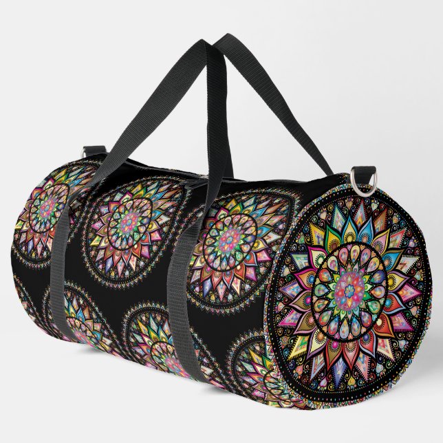 Indian Rainbow Mandala Large Duffel Bag Duffle Bag (Linke Ecke)