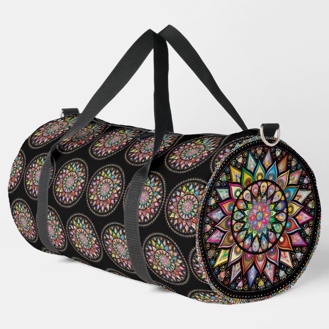 Indian Rainbow Mandala Large Duffel Bag Duffle Bag (Linke Ecke)