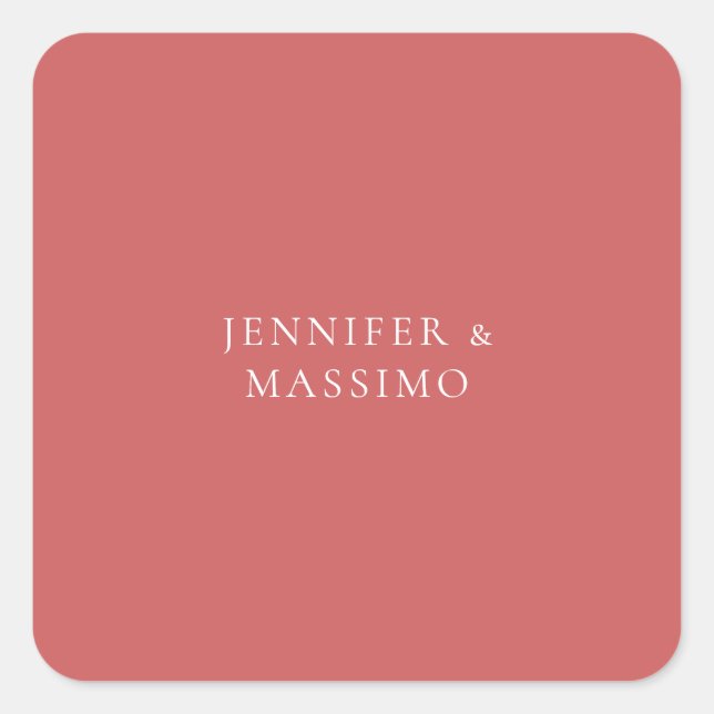 Indian Red Minimalist Plain Modern Aesthetic Look Quadratischer Aufkleber (Vorderseite)