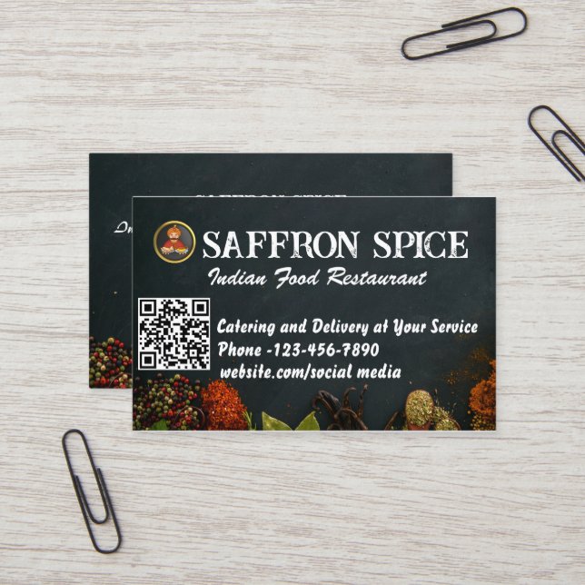 Indian Restaurant Business Card Visitenkarte (Vorderseite/Rückseite Beispiel)
