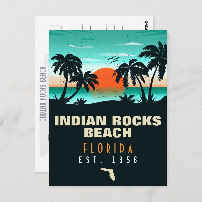 Indian Rocks Beach Florida Retro Sunset Souvenirs Postkarte (Vorne/Hinten)