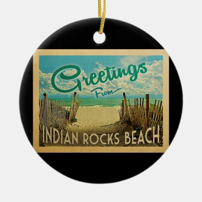 Indian Rocks Beach Vintage Travel Keramik Ornament (Vorne)