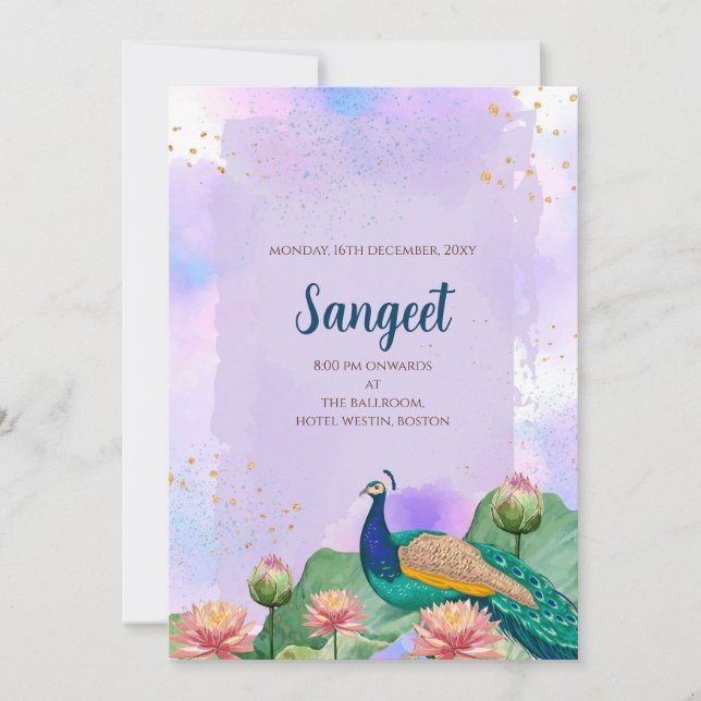 Indian Sangeet Einladung & indische Hochzeitkarten (Vorderseite)