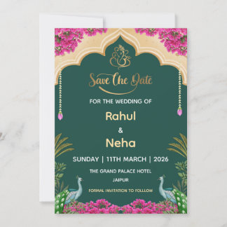 Indian Save the Date Card, Wedding Announcement Einladung