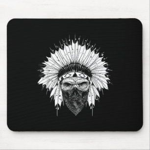 Indian Skull Rag , Indianerattoo, Zany Br Mousepad