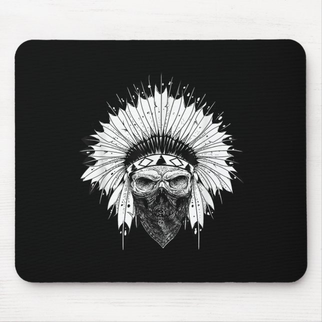 Indian Skull Rag , Indianerattoo, Zany Br Mousepad (Vorne)
