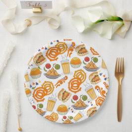 Indian Street Food Pattern farbenfrohe festliche C Pappteller
