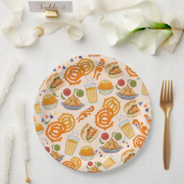 Indian Street Food Pattern farbenfrohe festliche C Pappteller