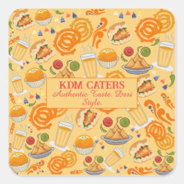 Indian Street Food Pattern farbenfrohe festliche C Quadratischer Aufkleber