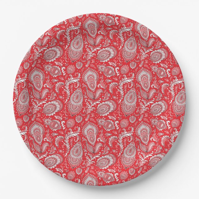 Indian style paisley floral seamless pattern pappteller (Vorderseite)