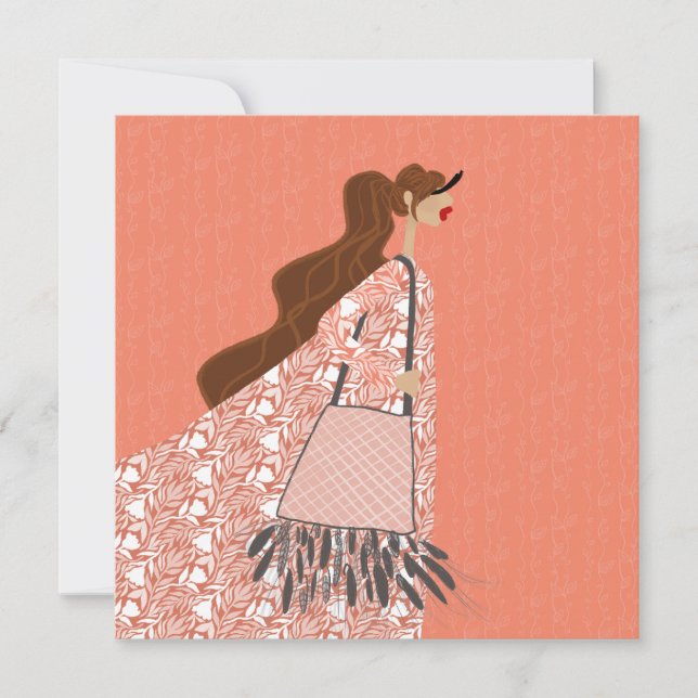 Indian Summer Look Fashion Illustration Card Einladung (Vorderseite)
