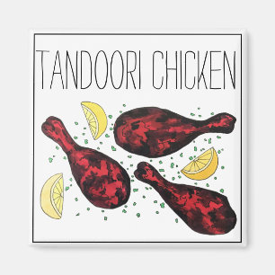 Indian Tandoori Chicken Food Illustration Art Magnet