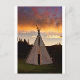 Indian Teepee Sunset Vertikales Bild Postkarte