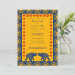 Indian Themed Elefanten bei Royal Blue Wedding Einladung