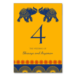 Indian Themed Elefanten bei Royal Blue Wedding Tischnummer